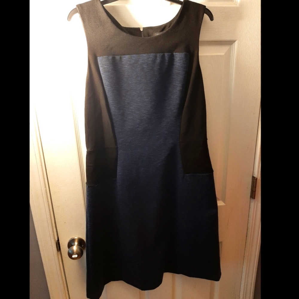 Ann Taylor Black and Blue Colorblock Sleeveless Dress, Size 12